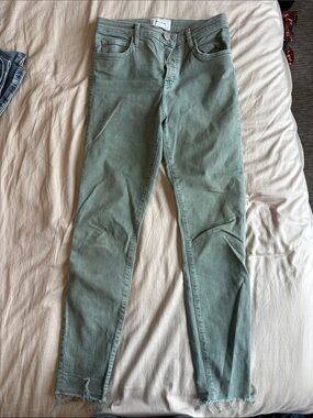 Current/Elliott Sage Green High-Rise Jeans